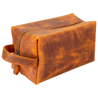 Oswego Men's Leather Dopp Kit & Small Travel Handbag
