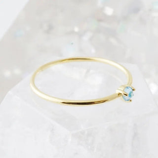 Aquamarine Crystal Point Solitaire Ring