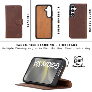 Buffalo Leather Samsung Galaxy S24 Wallet with Detachable Case