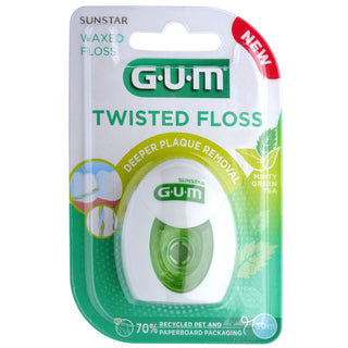 GUM Twisted Floss Deeper Plaque Removal Minty Green Tea 30m