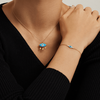 Divine Eye-  Lab Grown Opal Link Chain Lucky Eye Bracelet