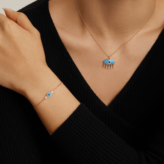 Divine Eye-  Lab Grown Opal Link Chain Lucky Eye Bracelet