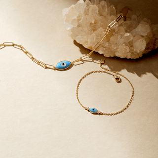 Divine Eye-  Lab Grown Opal Link Chain Lucky Eye Bracelet