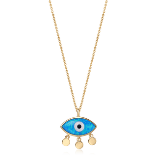 Divine Eye-  Lab Grown Opal Three Charm Lucky Eye Necklace
