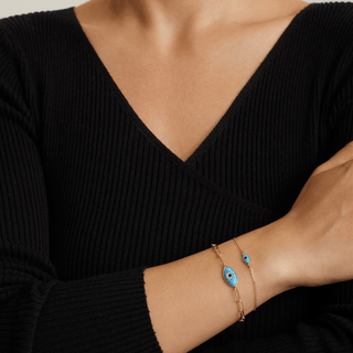 Divine Eye-  Lab Grown Opal Paperclip Chain Lucky Eye Bracelet