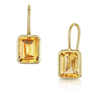 Citrine Octagon Fish Hook Earrings