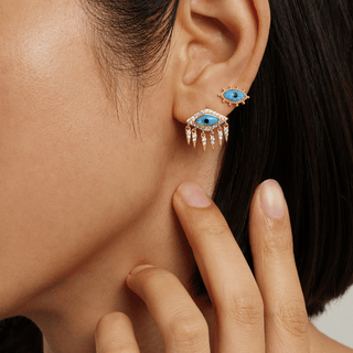 Divine Eye- Lab Grown Opal Lower Lash Lucky Eye Earrings