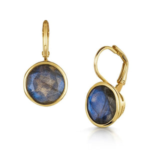 Elegant Round Lever Back Labradorite  Earrings