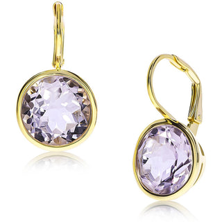 Elegant Round Lever Back Pink Amethyst Earrings