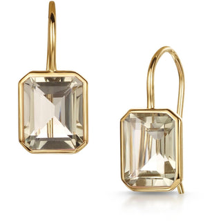 Green Amethyst Octagon Fish Hook Earrings