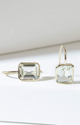 Green Amethyst Octagon Fish Hook Earrings