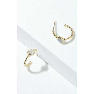 Labradorite Huggie Hoop Earrings