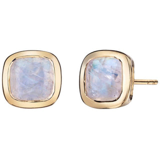 Malaika Rainbow Moonstone Cushion Cut Earrings