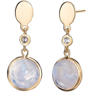 Malaika Rainbow Moonstone Round Cabochon Dangle Earrings