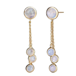 Malaika Rainbow Moonstone Round Cabochon Waterfall Earrings