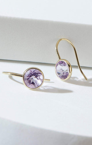 Pink Amethyst Fish Hook Earrings