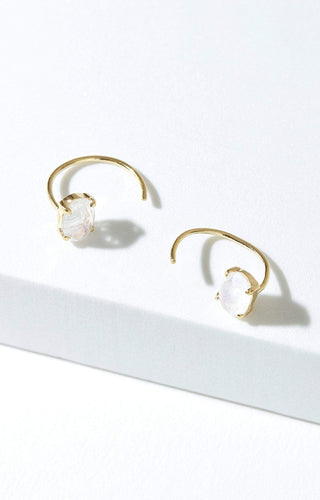 Rainbow Moonstone Hoop Earrings