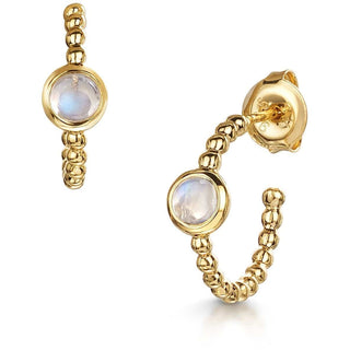 Rainbow Moonstone Huggie Hoop Earrings