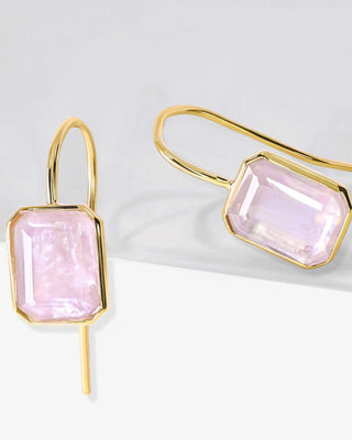 Rose Quartz Triplet Octagon Fish Hook Earrings