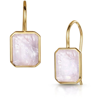 Rose Quartz Triplet Octagon Fish Hook Earrings
