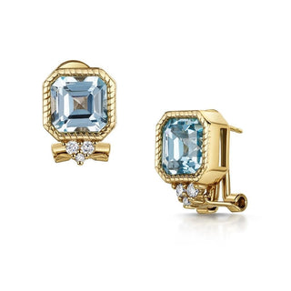Sky Blue Topaz Asscher Cut Earrings