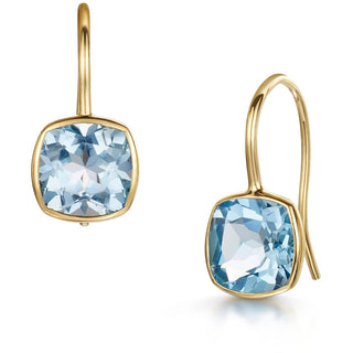 Sky Blue Topaz Cushion Cut Fish Hook Earrings