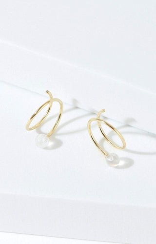 Spiral Rainbow Moonstone Earrings