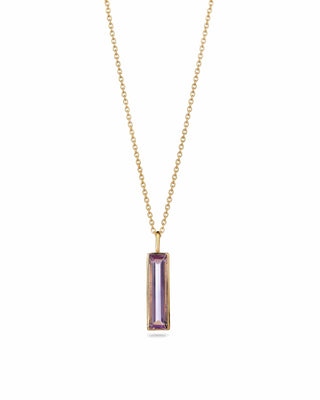 Elongated Baguette Pink Amethyst Necklace