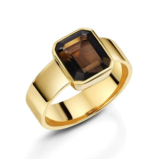 Gorgeous Octagon Smoky Quartz Boss Babe Ring