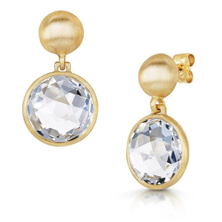 Round Shimmering White Topaz Dangle Earrings