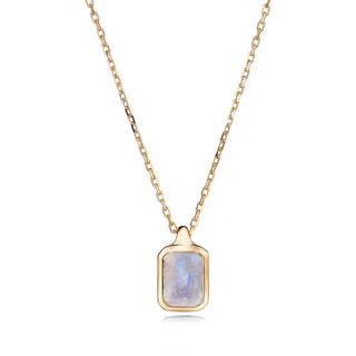 Malaika Rainbow Moonstone Octagon Necklace