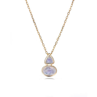 Malaika Rainbow Moonstone Trillion and Oval Cut Necklace