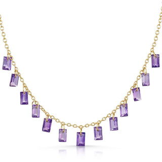 Baguette Charms Amethyst Necklace