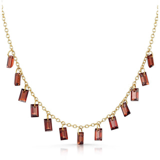 Baguette Charms Garnet Necklace