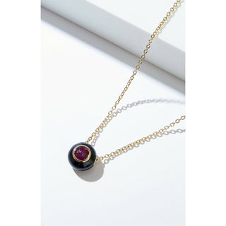Black Enamel Rose Cut Rhodolite Necklace