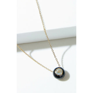 Black Enamel Rose Cut Sky Blue Topaz Necklace