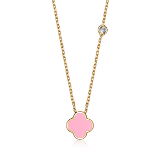 Clover Leaf Necklace- Barbie Pink