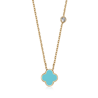 Clover Leaf Necklace- Caribbean Blue