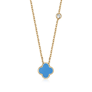 Clover Leaf Necklace- Vintage Blue