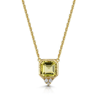 Lemon Quartz Asscher Cut Necklace