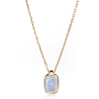Malaika Rainbow Moonstone Elongated Cushion Cut Necklace