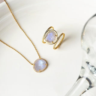 Malaika Rainbow Moonstone Island Necklace