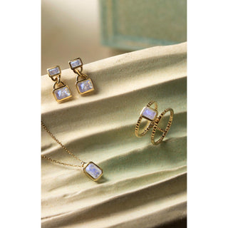 Malaika Rainbow Moonstone Octagon Necklace