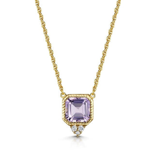 Pink Amethyst Asscher Cut Necklace