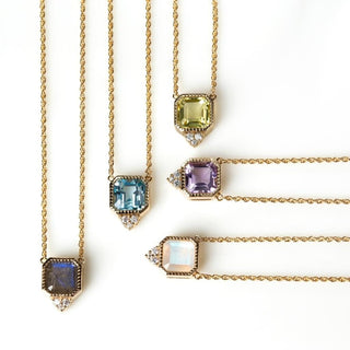 Pink Amethyst Asscher Cut Necklace