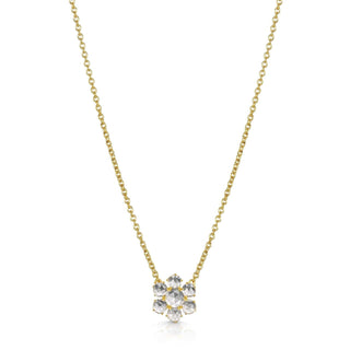Precious Flower Rose Cut White Topaz Necklace