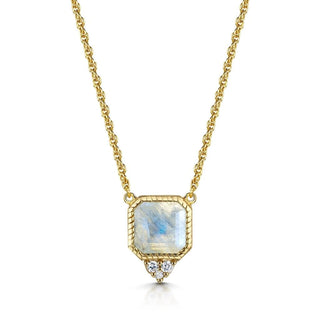 Rainbow Moonstone Asscher Cut Necklace