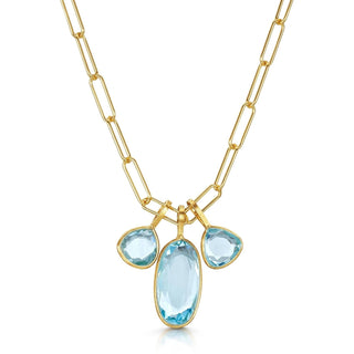 Triple Charm Organic Sky Blue Topaz Necklace