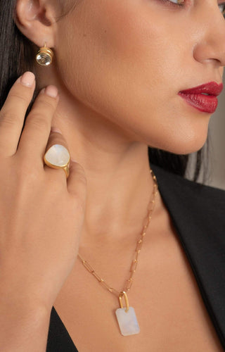 Rainbow Moonstone Slab Necklace