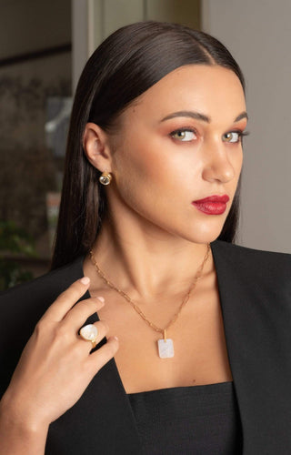 Rainbow Moonstone Slab Necklace